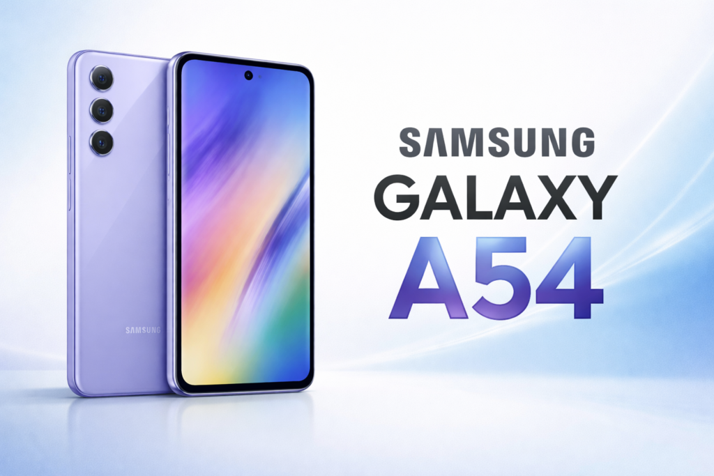 Samsung Galaxy A54 smartphone with Super AMOLED screen and dual SIM support