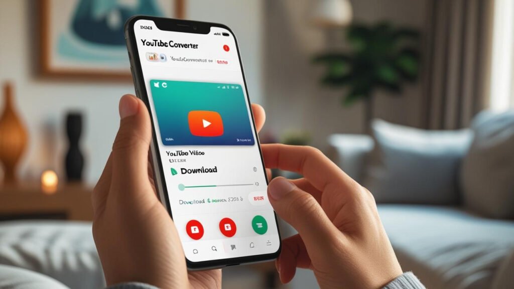 Smartphone screen showing popular mobile YouTube converter apps