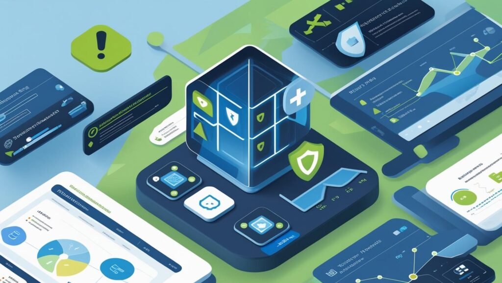 Compliance officers reviewing risk assessment reports and regulatory data on computer screens