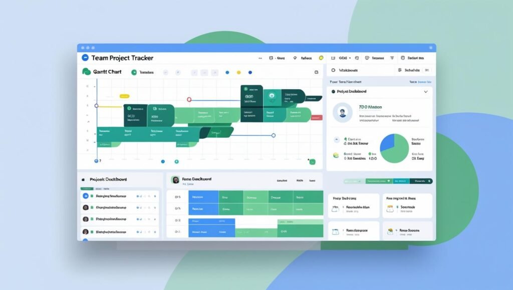 Team members collaborating on project tasks using digital project management tools.