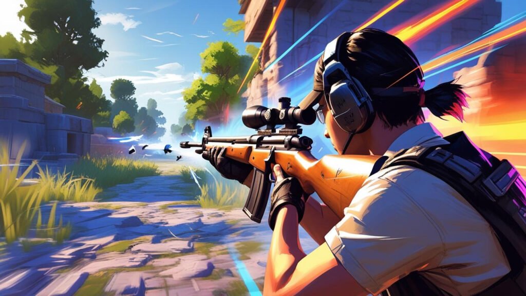 PUBG player aiming down sights while moving smoothly to avoid enemy fire.