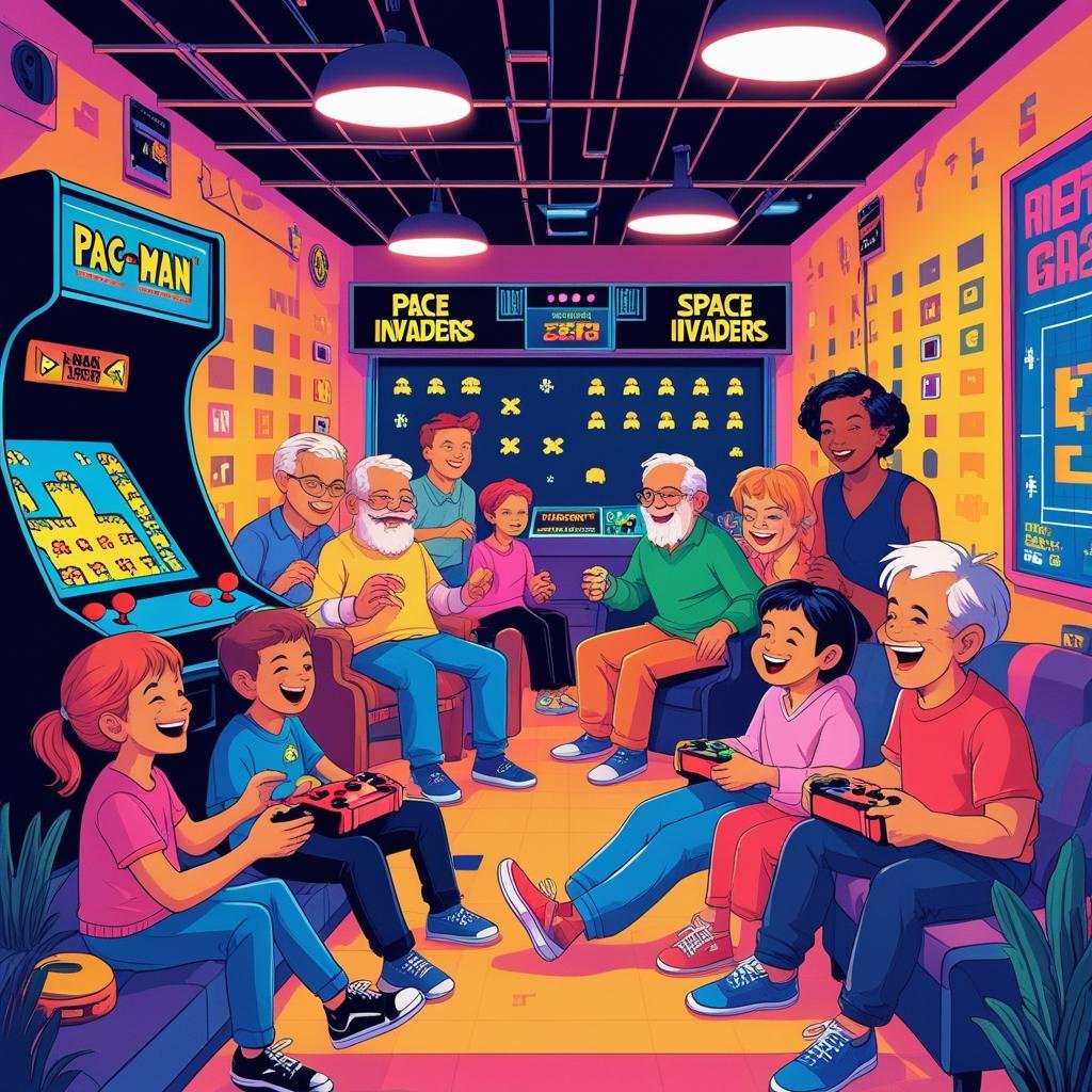 A stack of classic retro game cartridges and a vintage game controller on a wooden table, evoking nostalgia and the charm of old-school gaming.