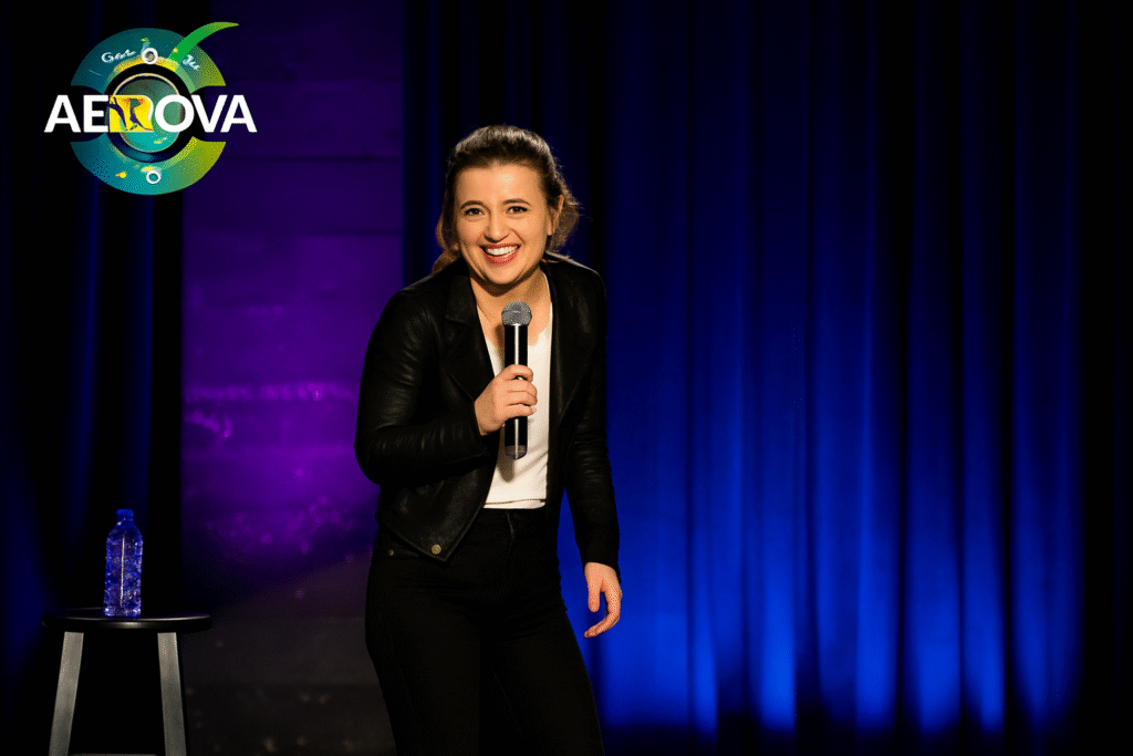 Taylor Tomlinson performing her 2025 stand-up special Quarter Life Crisis 2.0 on Netflix