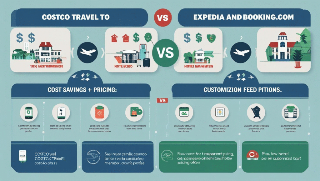 Comparison chart showing Costco Travel versus other travel booking sites