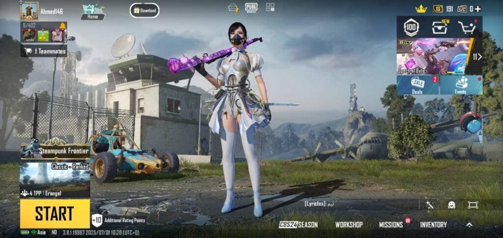 Pro PUBG player aiming with a rifle in-game, showcasing strategic gameplay and focus.