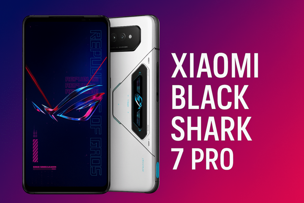 Xiaomi Black Shark 7 Pro with an aggressive gamer design on a high-contrast background, reflecting top-tier gaming performance in 2025.