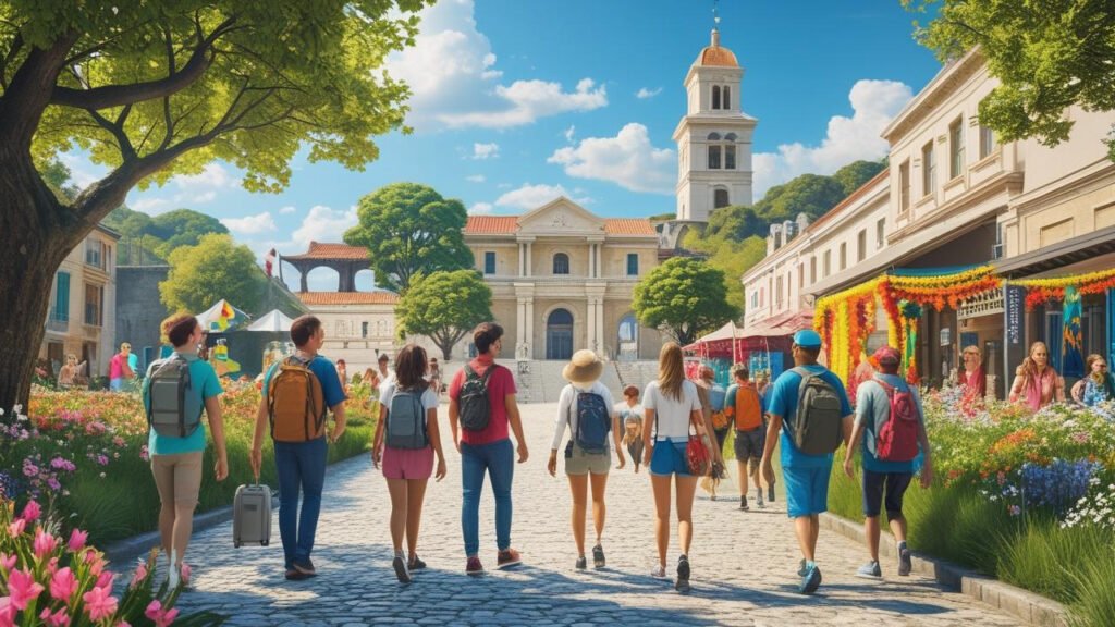 Traveler exploring a scenic park trail, enjoying a budget-friendly outdoor activity