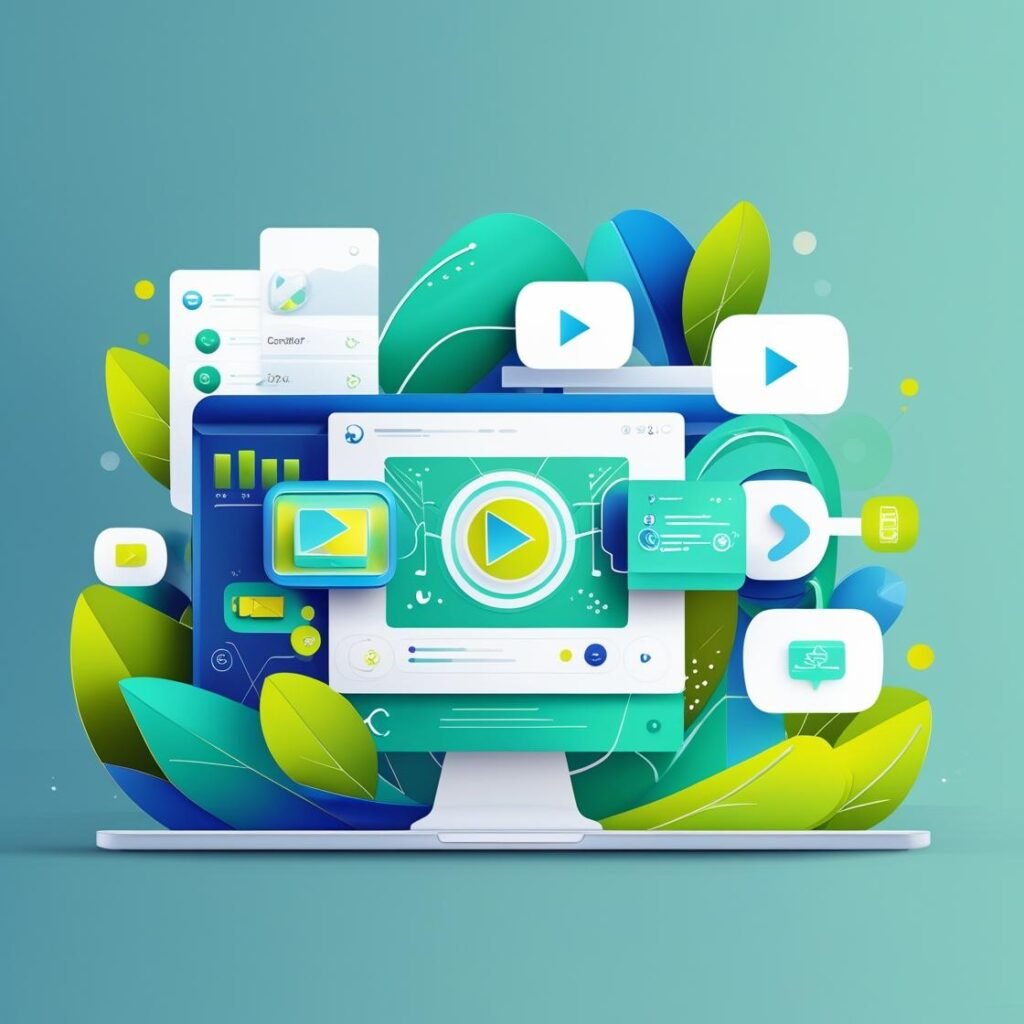 Illustration of a person converting YouTube videos to MP3 and MP4 on a laptop and smartphone, representing safe and easy offline video downloads in 2025