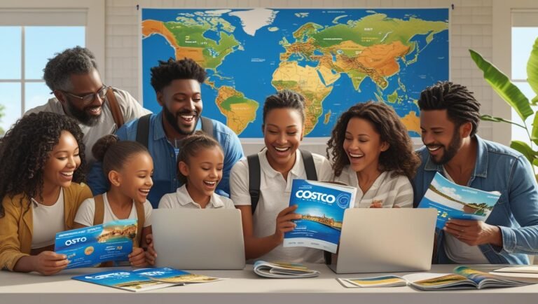 Scenic view of a luxury resort and beach, highlighting Costco Travel vacation deals