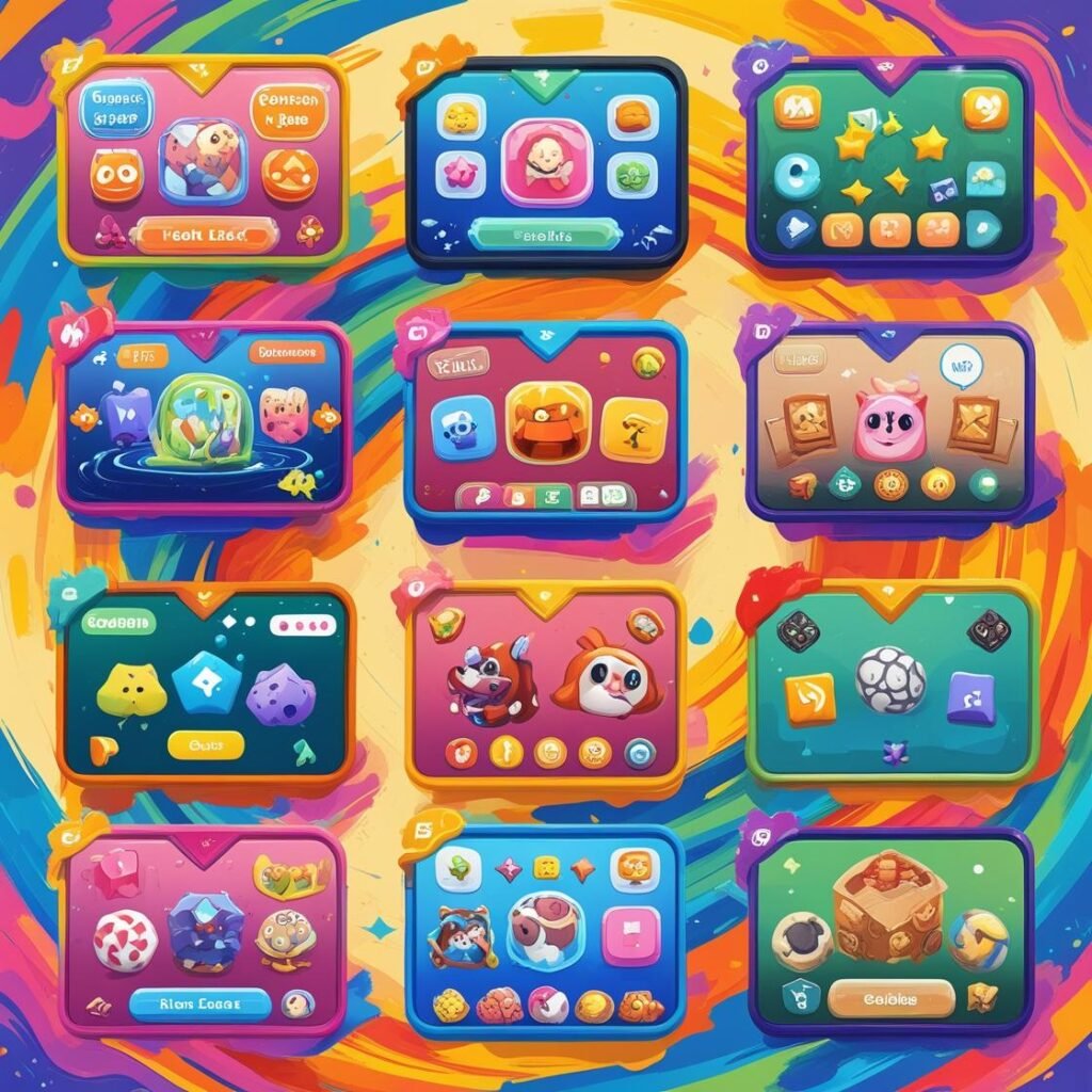 Excited gamer enjoying colorful and crazy online games