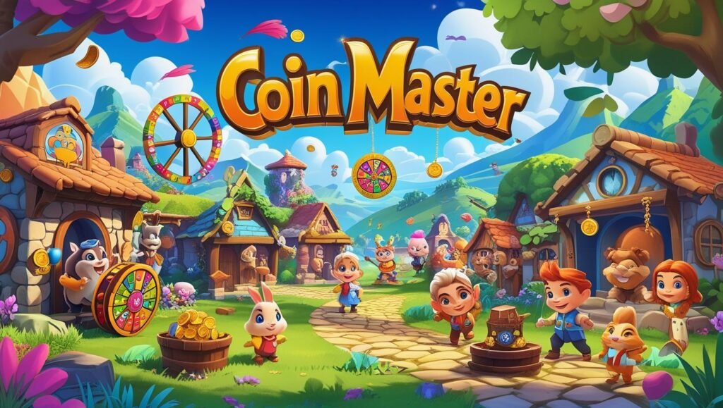 A mobile phone screen showing Coin Master free spins being collected from the game's spin wheel.